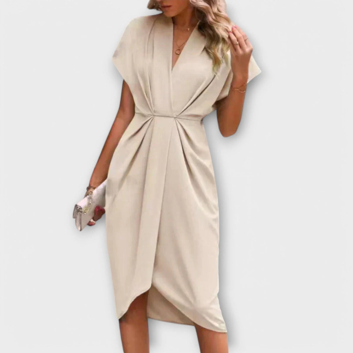 Vestido Serena Cruzado Midi con Drapeado