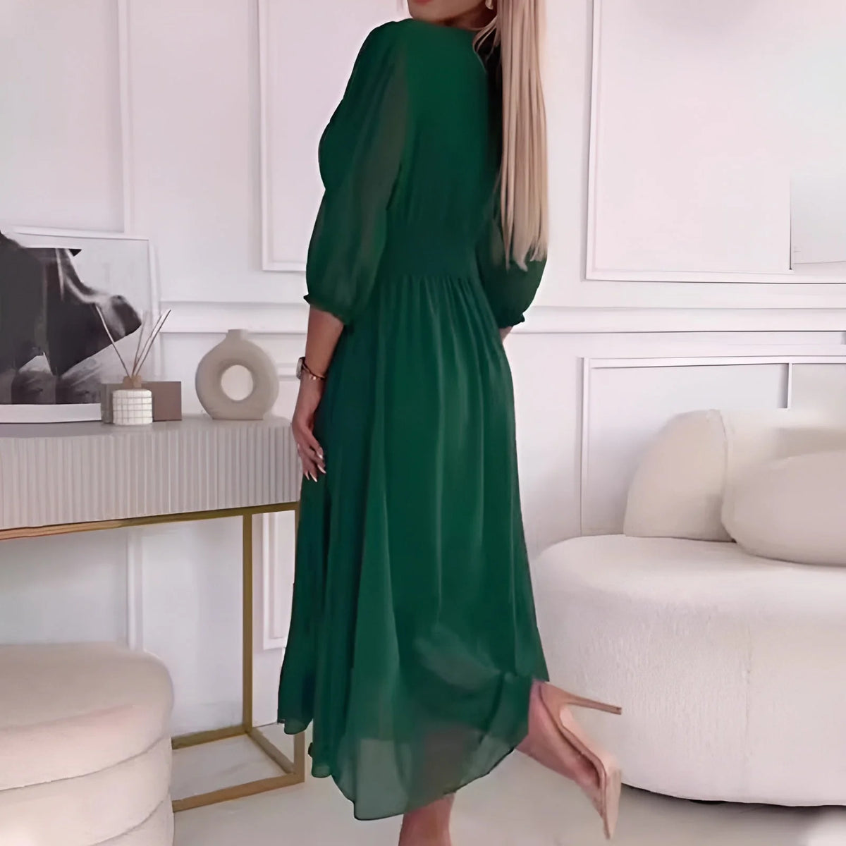 Vestido Sophie Cruzado Elegante de Manga Larga 