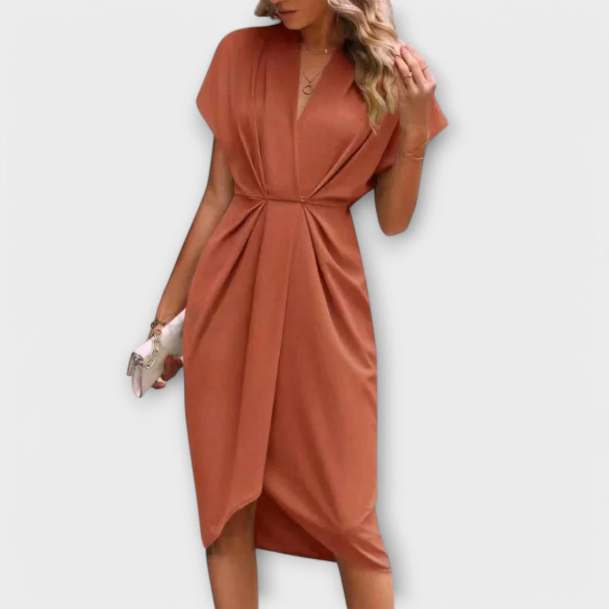 Vestido Serena Cruzado Midi con Drapeado