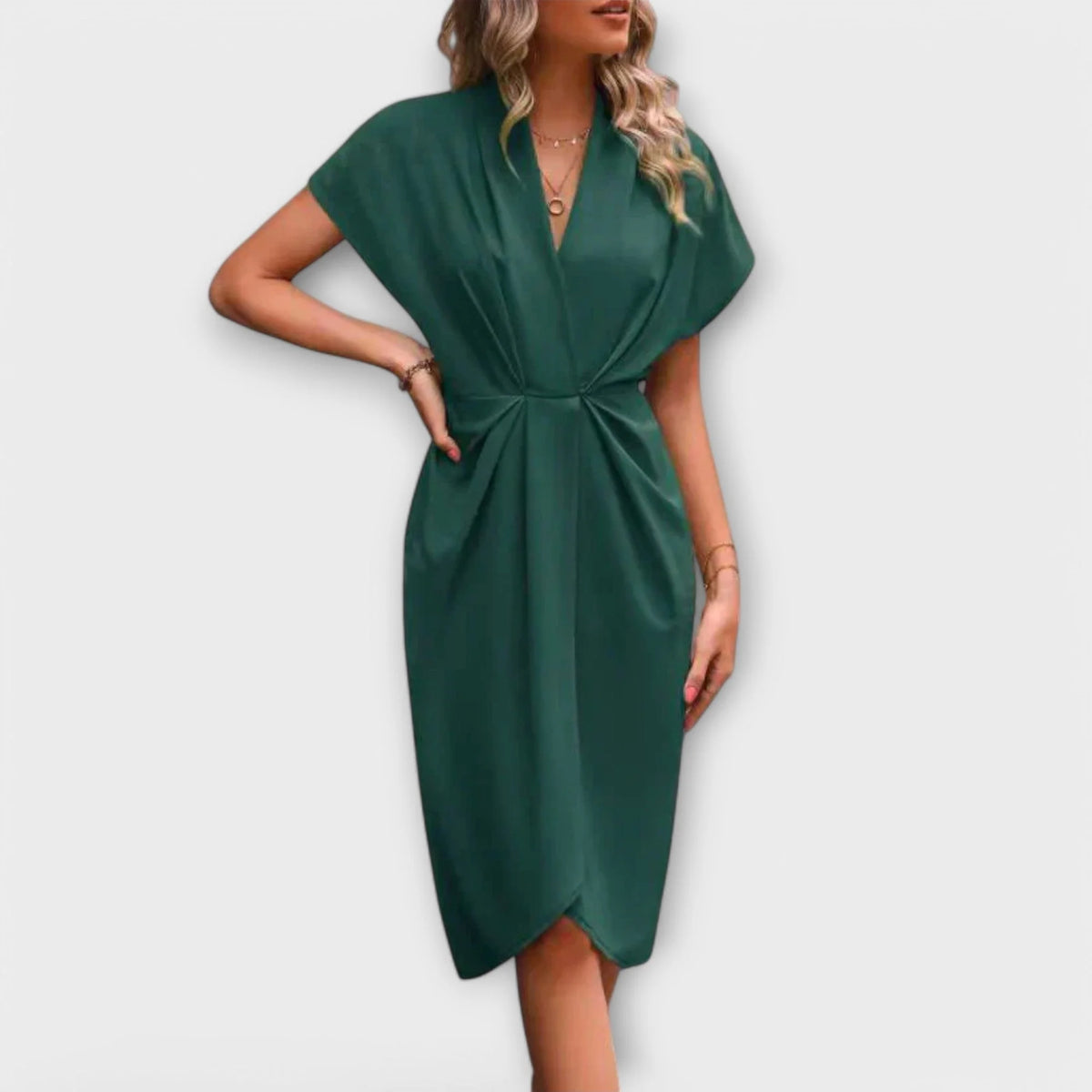 Vestido Serena Cruzado Midi con Drapeado