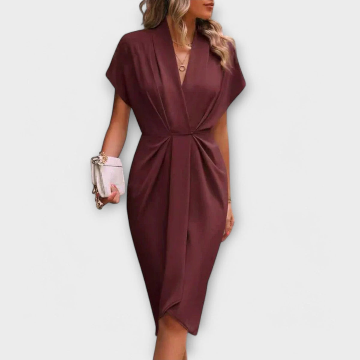 Vestido Serena Cruzado Midi con Drapeado