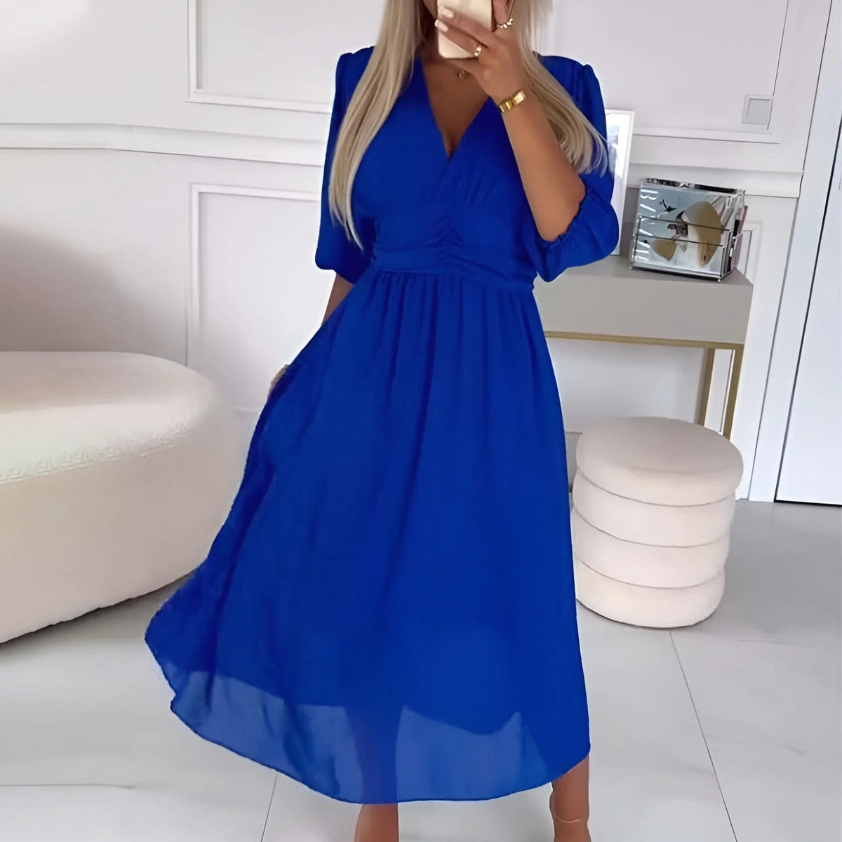 Vestido Sophie Cruzado Elegante de Manga Larga 