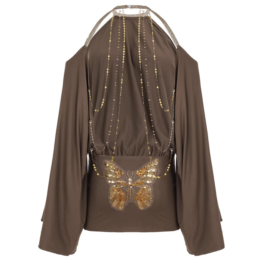 Vestido Envolvente Cuello Halter Mangas Murciélago