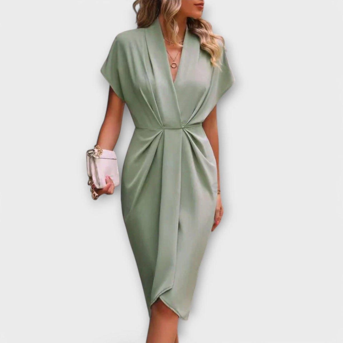 Vestido Serena Cruzado Midi con Drapeado